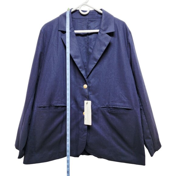 Navy Blue Blazer Jacket With Gold Buttons Size L By Idealsanxun Womens - Picture 3 of 7